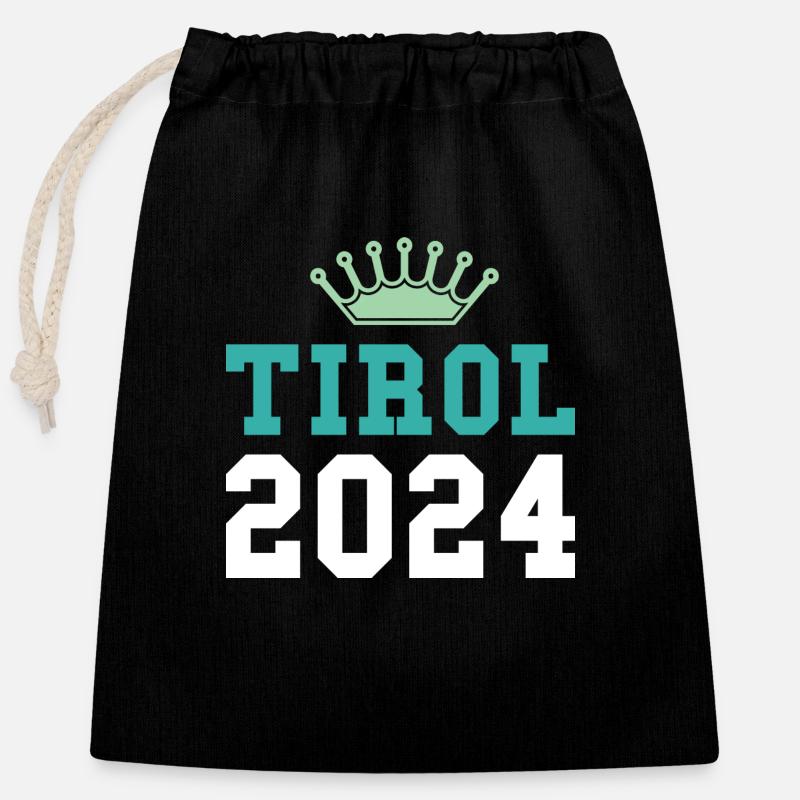 Tyrol 2024 Krone - Closable cotton gift bag (25x30cm) - black