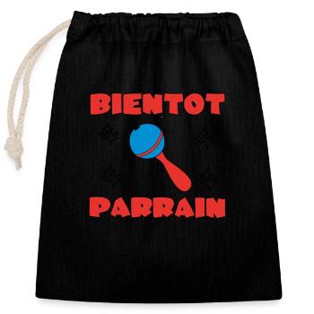 SOON TO BE A GODFATHER - Closable cotton gift bag (25x30cm) - black - Front