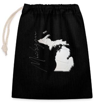 Michigan (États-Unis) | Vrai volley-ball | Carte Sct - Sac cadeau en coton avec cordon (25 x 30 cm) - noir - Devant