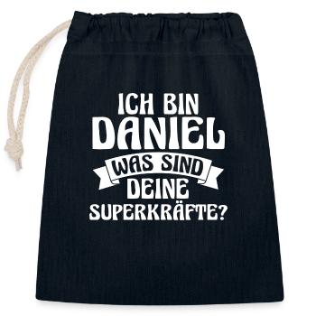 Prénom Daniel - Sac cadeau en coton avec cordon (25 x 30 cm) - bleu marine - Devant