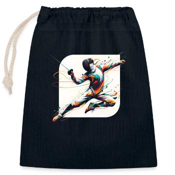 Abstract Fencer Fencing - Closable cotton gift bag (25x30cm) - navy - Front