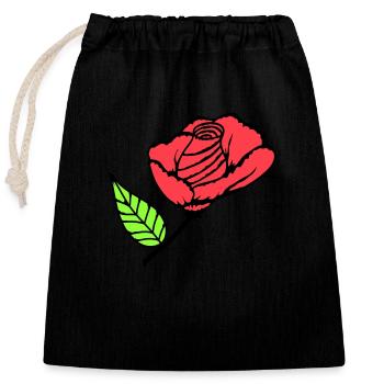 Jolie belle fleur de rose feuille roses romantique - Sac cadeau en coton avec cordon (25 x 30 cm) - noir - Devant