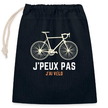 ICH KANN KEIN FAHRRAD HABEN - HUMOR - PINK - Verschließbarer Geschenkbeutel aus Baumwolle (25x30cm) - Navy - Vorne