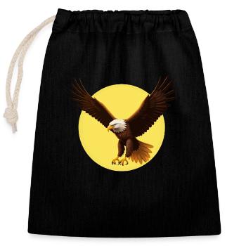 Aigle devant le soleil - Sac cadeau en coton avec cordon (25 x 30 cm) - noir - Devant