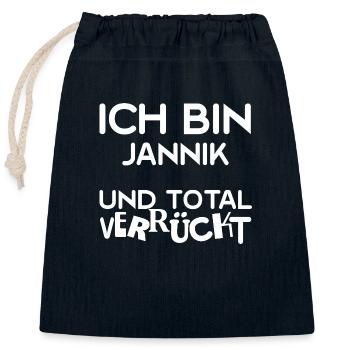 First name Jannik - Closable cotton gift bag (25x30cm) - navy - Front