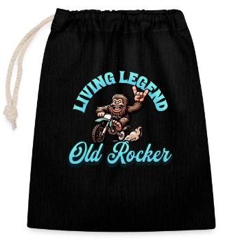 Légende vivante Old Rocker - Retraité Bigfoot - Sac cadeau en coton avec cordon (25 x 30 cm) - noir - Devant