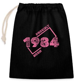 1984 - Closable cotton gift bag (25x30cm) - black - Front