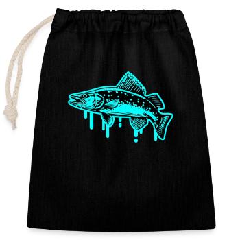 Pike Fish Silhouette Fishing - Closable cotton gift bag (25x30cm) - black - Front