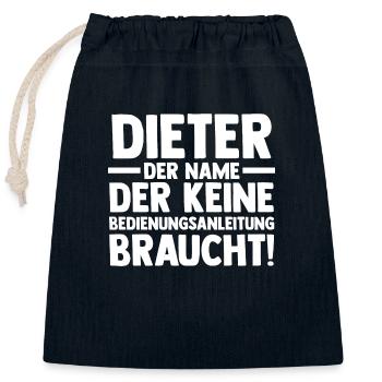 Vorname Dieter - Verschließbarer Geschenkbeutel aus Baumwolle (25x30cm) - Navy - Vorne