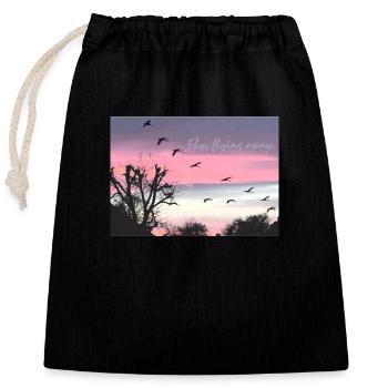 Voler, s’envoler. Visite de la nature. - Sac cadeau en coton avec cordon (25 x 30 cm) - noir - Devant