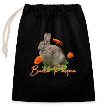 buona pasqua - Verschließbarer Geschenkbeutel aus Baumwolle (25x30cm) - Schwarz - Vorne