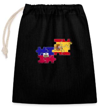 Haïti Espagne Vintage Drapeau Espagnol Haïtien - Sac cadeau en coton avec cordon (25 x 30 cm) - noir - Devant