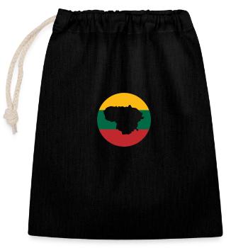 Lithuania Map Lithuanian flag Lithuanians - Closable cotton gift bag (25x30cm) - black - Front