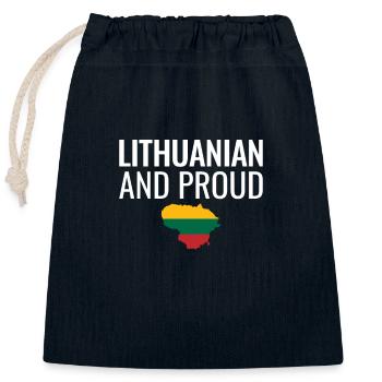Lithuanian And Proud Map Lithuania Flag Lithuanian - Closable cotton gift bag (25x30cm) - navy - Front