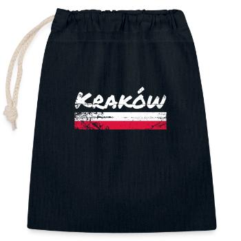 Krakow Vintage Poland Polish Flag Pole - Closable cotton gift bag (25x30cm) - navy - Front