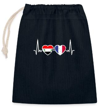 Syrie France Vintage Heartbeat drapeau Syriens - Sac cadeau en coton avec cordon (25 x 30 cm) - bleu marine - Devant