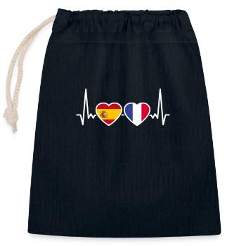 Espagne France Heartbeat Flag Espagnol - Sac cadeau en coton avec cordon (25 x 30 cm) - bleu marine - Devant