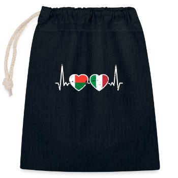 Madagascar Italie Vintage Heartbeat drapeau - Sac cadeau en coton avec cordon (25 x 30 cm) - bleu marine - Devant