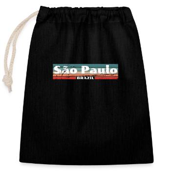 São Paulo Brazil Vintage Brasilien Retro - Closable cotton gift bag (25x30cm) - black - Front
