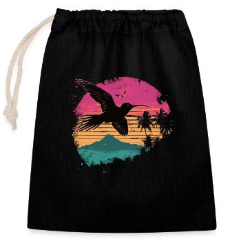 hummingbird, bird, nature, animals, wilderness, nectar - Closable cotton gift bag (25x30cm) - black - Front