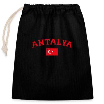 Antalya Turquie Vintage Turquie Drapeau turc - Sac cadeau en coton avec cordon (25 x 30 cm) - noir - Devant
