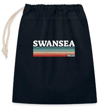 Swansea Wales Welsh - Closable cotton gift bag (25x30cm) - navy - Front
