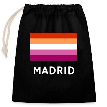 Lesbische Pride Flagge Madrid - Verschließbarer Geschenkbeutel aus Baumwolle (25x30cm) - Schwarz - Vorne