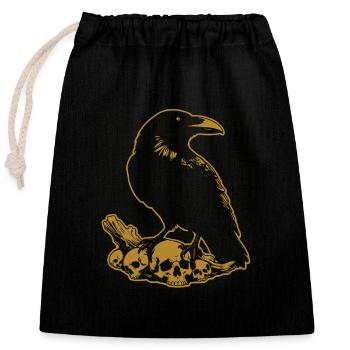 Corbeau mystique noir avec crâne Crâne - Sac cadeau en coton avec cordon (25 x 30 cm) - noir - Devant