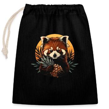 Red Panda Cat Bear Red Panda Pineapple Cool - Closable cotton gift bag (25x30cm) - black - Front