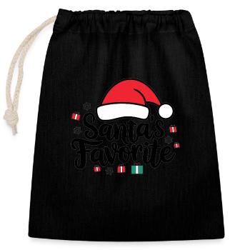 Santas Favorite – Weihnachtsmann-Mütze - Verschließbarer Geschenkbeutel aus Baumwolle (25x30cm) - Schwarz - Vorne