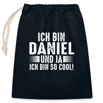 Prénom Daniel - Sac cadeau en coton avec cordon (25 x 30 cm) - bleu marine - Devant