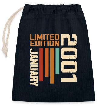 January 2001 - 2001 January Birthday Gift - Closable cotton gift bag (25x30cm) - navy - Front