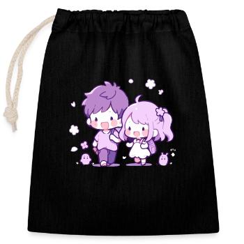 Sibling Love - Heartfelt Design for Family - Closable cotton gift bag (25x30cm) - black - Front