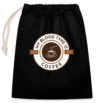 My blood type is coffee white - Closable cotton gift bag (25x30cm) - black - Front