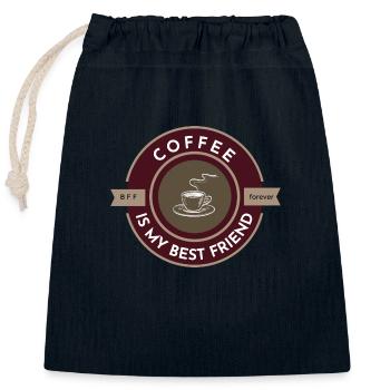 Coffee is my best friend dark - Closable cotton gift bag (25x30cm) - navy - Front