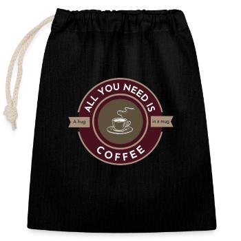 All you need is coffee, a hug in a mug - Closable cotton gift bag (25x30cm) - black - Front