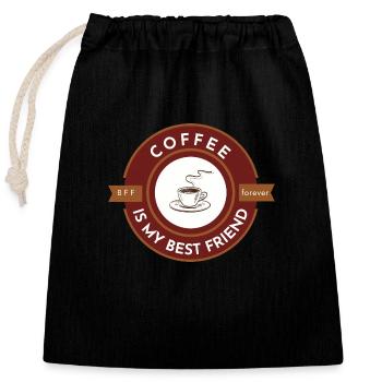 Coffee is my best friend, BFF forever - Closable cotton gift bag (25x30cm) - black - Front