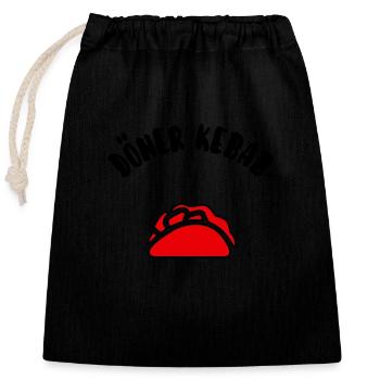 Doner kebab - Sac cadeau en coton avec cordon (25 x 30 cm) - noir - Devant