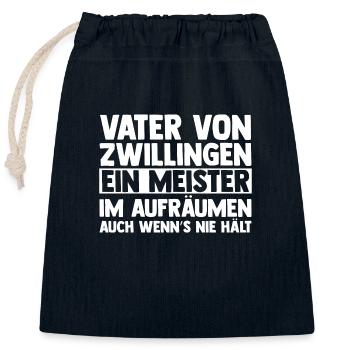 Dad of twins - Closable cotton gift bag (25x30cm) - navy - Front