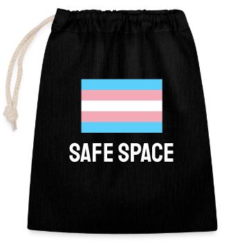 TRANS safe space - transgender pride - Closable cotton gift bag (25x30cm) - black - Front
