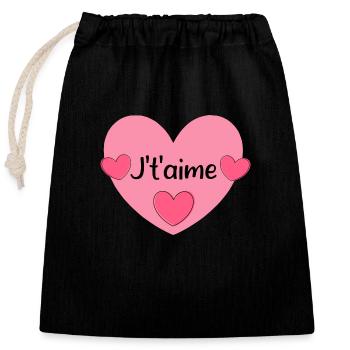 saint-valentin - Sac cadeau en coton avec cordon (25 x 30 cm) - noir - Devant
