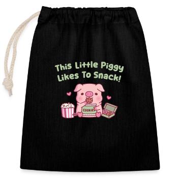 Süß Dieses kleine Schweinchen nascht gerne - Verschließbarer Geschenkbeutel aus Baumwolle (25x30cm) - Schwarz - Vorne