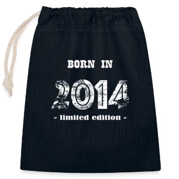 BORN IN 2014 - limited edition - Closable cotton gift bag (25x30cm) - navy - Front