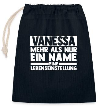 First name Vanessa - Closable cotton gift bag (25x30cm) - navy - Front