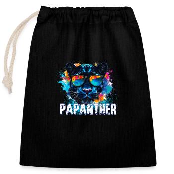Panthère avec lunettes de soleil, illustration, graffiti - Sac cadeau en coton avec cordon (25 x 30 cm) - noir - Devant