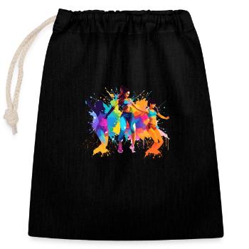 dancer,dance,illustration,colorful,graffiti - Closable cotton gift bag (25x30cm) - black - Front