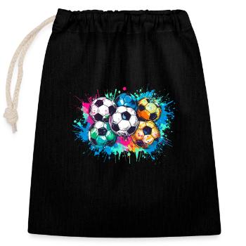 Fußball,Bälle,bunt,Graffiti,Malerei, illustration - Verschließbarer Geschenkbeutel aus Baumwolle (25x30cm) - Schwarz - Vorne