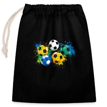 Fußball,Bälle,bunt,Graffiti,Malerei, illustration - Verschließbarer Geschenkbeutel aus Baumwolle (25x30cm) - Schwarz - Vorne