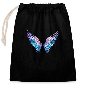 angel wings,feathers,colorful wings,graffiti,blue - Closable cotton gift bag (25x30cm) - black - Front