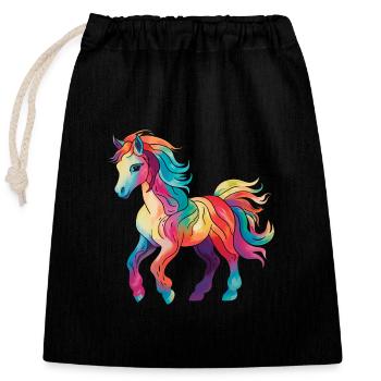 Colorful Pony - Closable cotton gift bag (25x30cm) - black - Front
